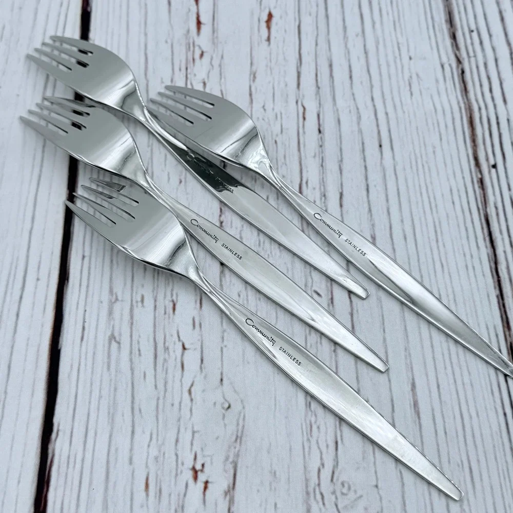 Oneida‎ Community Stainless Venetia 4 Cocktail Seafood Forks 6 Inch MCM 1968